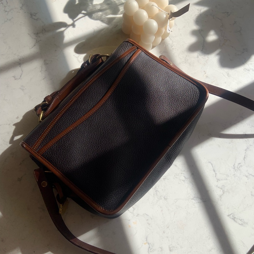 Dooney & Bourke Dark Brown and Chestnut Leather Crossbody Satchel Vintage - Picture 9 of 11